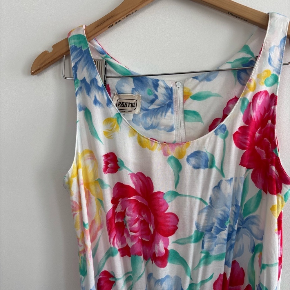Vintage Floral Tie Waist Scoop Neck Midi Sundress - Picture 4 of 16